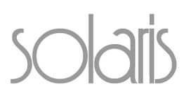 Graues "solaris" Logo in moderner, geschwungener Schrift auf weißem Hintergrund.