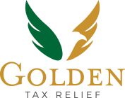 Logo with green and gold wings, and the text "Golden Tax Relief" below.