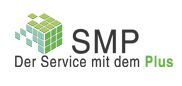 Grünes Würfel-Logo und Text: "SMP Der Service mit dem Plus".