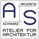 Logo: Text "AS Schwarz Architekten, Atelier für Architektur" in blauem und schwarzem Design.