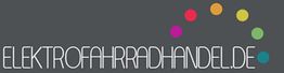 Logo mit Schriftzug "Elektrofahrradhandel.de" und bunten Punkten auf grauem Hintergrund.