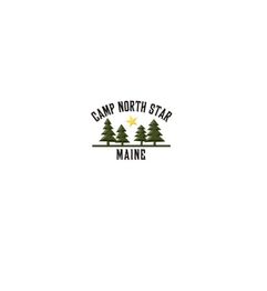 Logo with three trees, a star, and text: "Camp North Star, Maine."