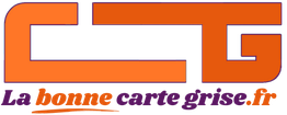 Logo CTG avec texte "La banque carte grise .fr" en orange et violet.