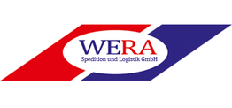 Logo von WERA Spedition und Logistik GmbH mit rot-blauen diagonalen Streifen.