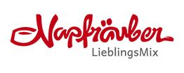 Rotes Napfdieb-Logo mit dem Schriftzug "LieblingsMix" in Grau darunter.