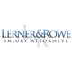 Logo of Lerner & Rowe Injury Attorneys with blue and black text on a white background.