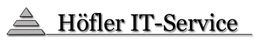 Logo mit Text "Höfler IT-Service" und gestapeltem Dreieckssymbol links daneben.