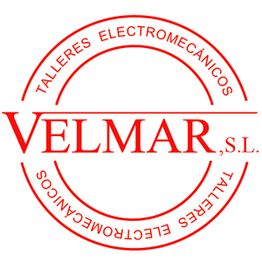 Sello rojo que dice "Talleres Electromecánicos Velmar, S.L." en letras mayúsculas.