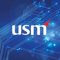 USM logo on a blue digital circuit background with glowing nodes.