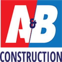 Logo of "A&B Construction" with red and blue background.