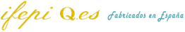 Texto estilizado en amarillo y azul que dice: "Ifepi Qes, Fabricado en España".