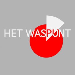 Grijze achtergrond, rode cirkel met witte tekst "HET WASPUNT" en een witte driehoek erboven.