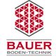 Rotes, geometrisches Logo mit Schriftzug "BAUER BODEN-TECHNIK" darunter.