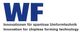 Logo mit Text: "WF - Innovationen für spanlose Umformtechnik" in Deutsch und Englisch.