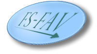 Blaues Oval mit der Aufschrift "FS-FAV" und einem grünen Pfeil darunter.