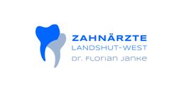 Logo von Zahnärzte Landshut-West in Blau und Grau mit Zahn-Symbol.