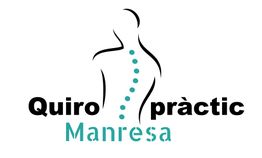 Logo de Quiropràctic Manresa con silueta humana y columna vertebral estilizada.