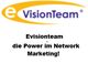 Logo von eVisionTeam mit Text: "Evisionteam, die Power im Network Marketing!"