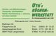 Grüne Visitenkarte für Uth's Küchenwerkstatt mit Dienstleistungen und Kontaktdaten.