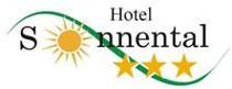 Logo des Hotel Sonnental mit einer Sonne im Buchstaben "o" und drei gelben Sternen darunter.