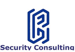 Logo mit stilisiertem Buchstaben "B" und Text "Security Consulting" in blauer Schrift.