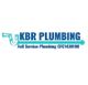 Logo of KBR Plumbing with text: "Full Service Plumbing CFC1430190" and plumbing pipe graphics.