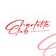 Texte rouge stylisé "Charlotte Club" sur fond blanc.