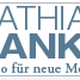 Textlogo: "Mathias Hanke – Studio für neue Medien" in blauer Schrift auf weißem Hintergrund.
