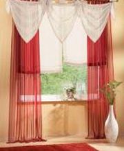 Set, 7 Teile, Gardine, Raffrollo und Segeltuch