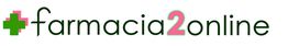 Logo de "farmacia2online" con cruz verde y texto en colores verde y rosa.