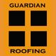 Guardian Roofing logo: four black squares on an orange background with text above and below.
