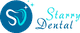 Logo for "Starry Dental" with a stylized tooth and starry accents in blue and turquoise.