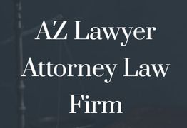 Text reading "AZ Lawyer Attorney Law Firm" on a dark background with a blurred scale.