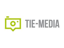 Ein Logo mit einer grünen Kamera-Ikone und dem Text "TIE-MEDIA" in Grau.