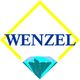 "Wenzel-Logo mit gelbem Raute und blauem Schriftzug, darunter ein stilisierter blauer Diamant."
