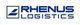 Logo von Rhenus Logistics in blauer Schrift mit grafischem Symbol links.