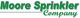 "Logo of Moore Sprinkler Company in green and white text on a white background."