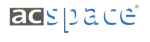 Logo mit den Buchstaben "ac space", "ac" in Weiß auf grauem Hintergrund, "space" in Blau.