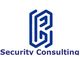Logo mit stilisiertem Buchstaben "B" und Text "Security Consulting" in blauer Schrift.