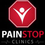 Logo of PainStop Clinics with a red octagon and a person figure.