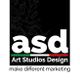 Logo bianco su sfondo nero con scritta "asd Art Studios Design, make different marketing".