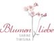 Illustration von rosa Blumen mit dem Text "Blumen Liebe Sabine Tiwisina".