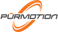 Logo of PURMOTION with orange swoosh around the text.