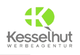 Logo der Werbeagentur Kesselhut in Grau und Grün mit einem stilisierten "K".