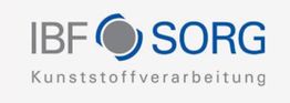 Logo von IBF Sorg, Kunststoffverarbeitung, mit blau-grauem Grafikdesign.