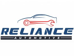 Logo: Outline of a car with a wrench, text "Reliance Automotive" in bold blue letters.