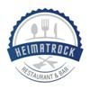 Logo mit Besteckgrafik und Text: "Heimatrock Restaurant & Bar".