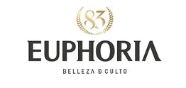 Logo con texto "Euphoria", "83" y "Belleza & Culto" en negro y dorado.