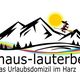 Logo mit Bergen, Sonne, Hexe auf Besen, Bäumen, farbigen Linien; Text: "www.haus-lauterberg.de".