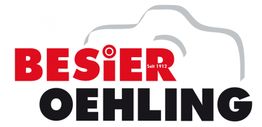 Logo mit rotem "Besier", schwarzem "Oehling" und einer grauen Kamerasilhouette im Hintergrund.